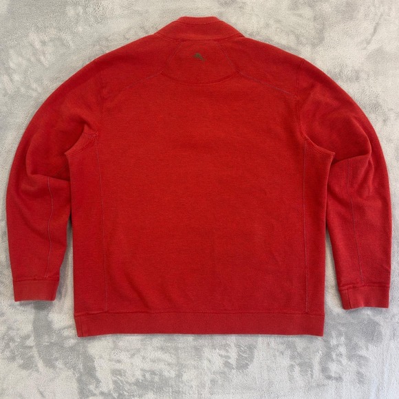 Tommy Bahama Men's Red Quarter Zip Sweater Pullover Textured Knit Size XL - Picture 7 of 9